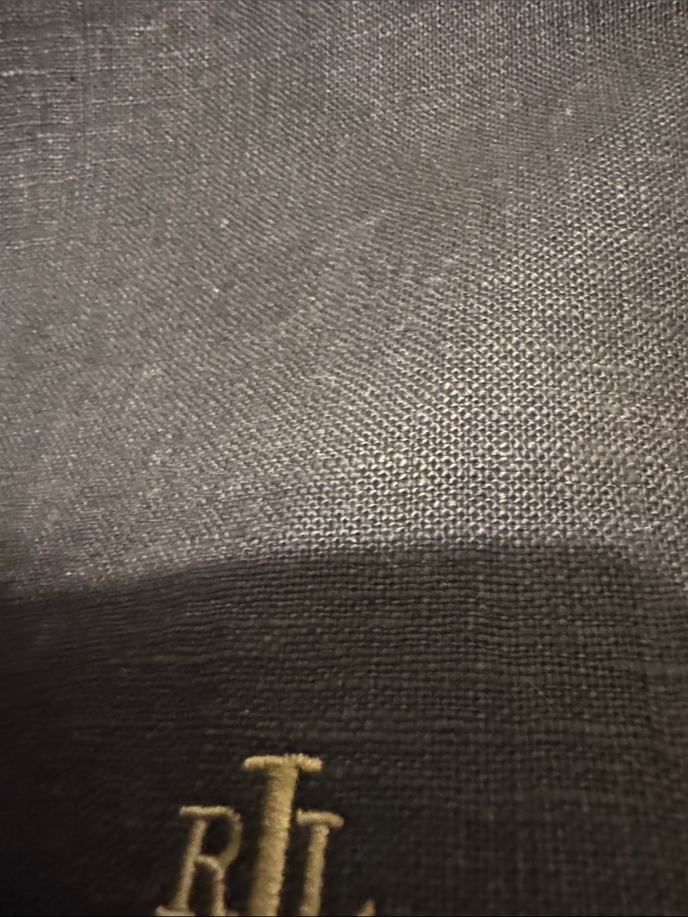 Ralph Lauren Black Canvas Tote with Leather Handles and RL Monogram - Picture 3 of 6